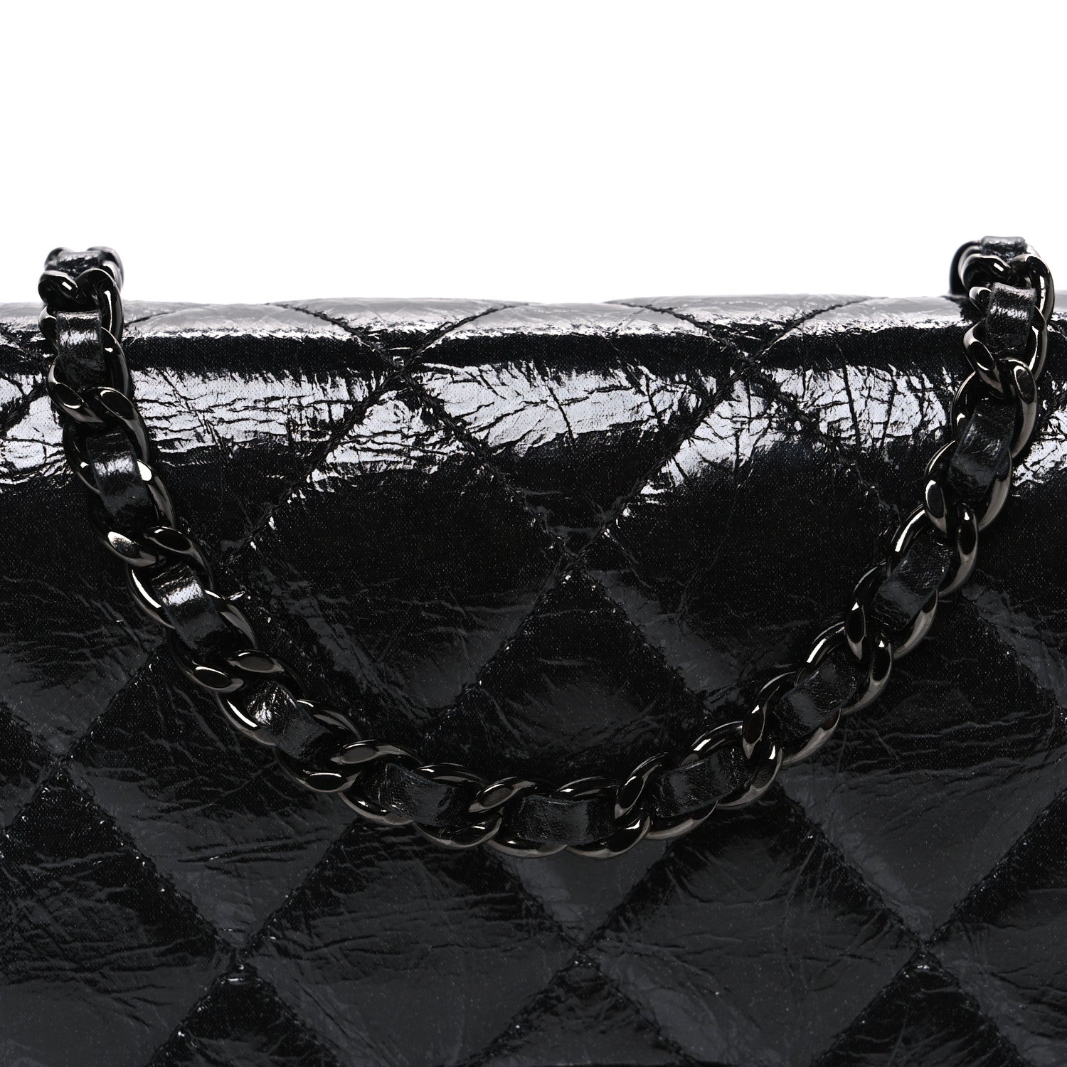 Chanel Glazed Aged Calfskin Reissue Wallet On Chain WOC So Black 9 of 11