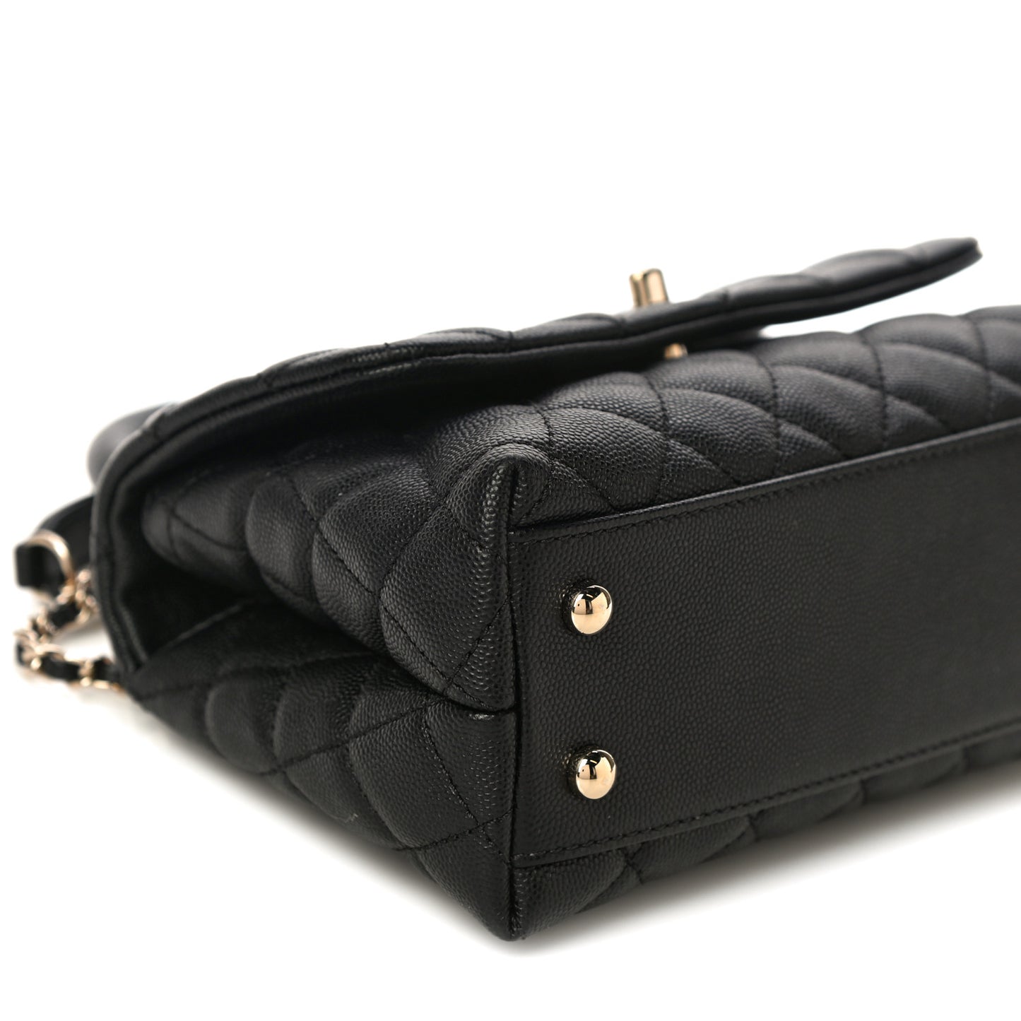Caviar Quilted Mini Coco Handle Flap Black