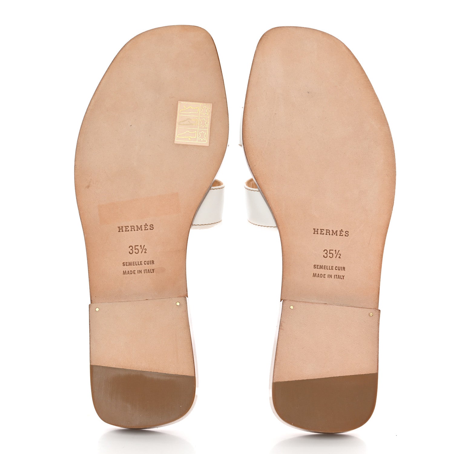 Hermes Box Calfskin Oran Sandals 35.5 White 5 of 14