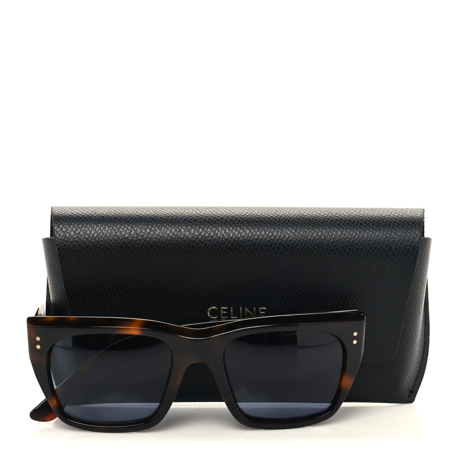 Celine Acetate Polarized Rectangular Sunglasses CL40082I Havana 8 of 8