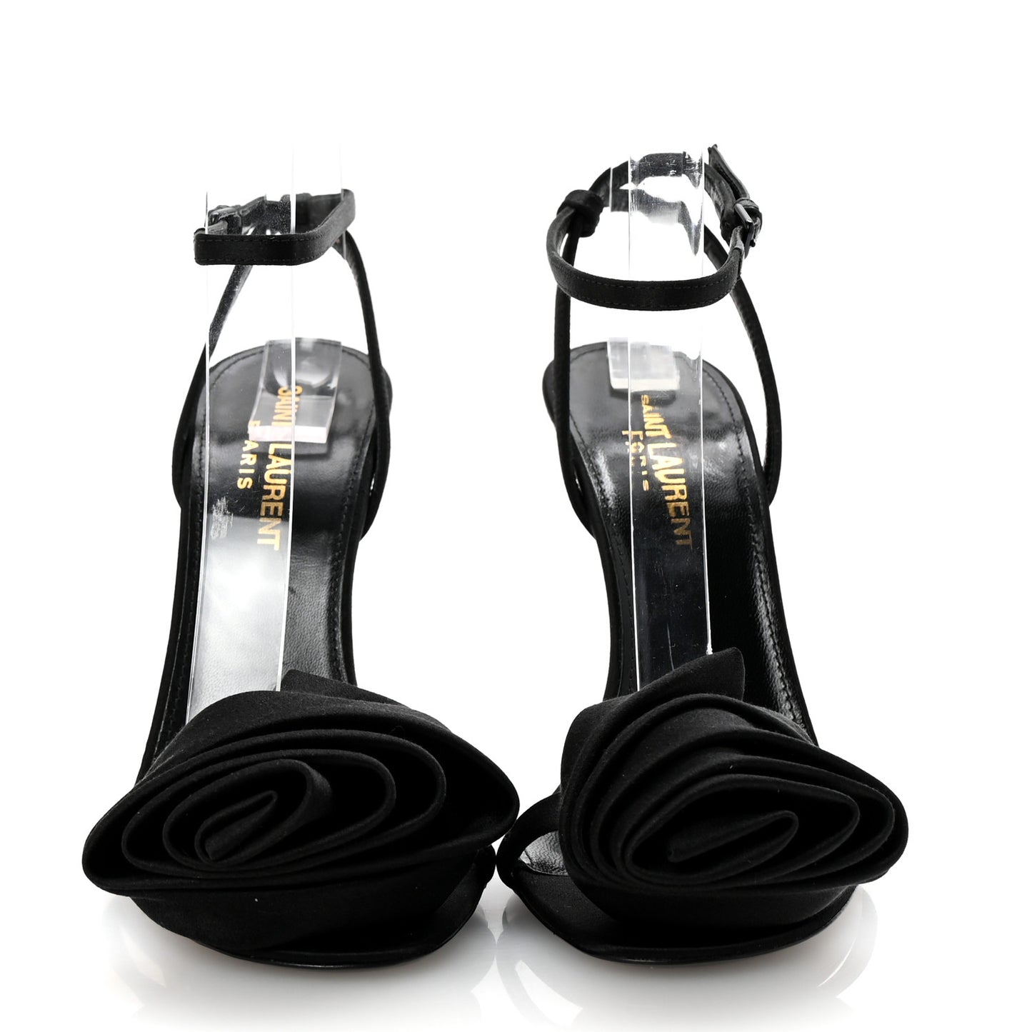 Satin Ivy 100 Ankle Strap Sandals 36 Black