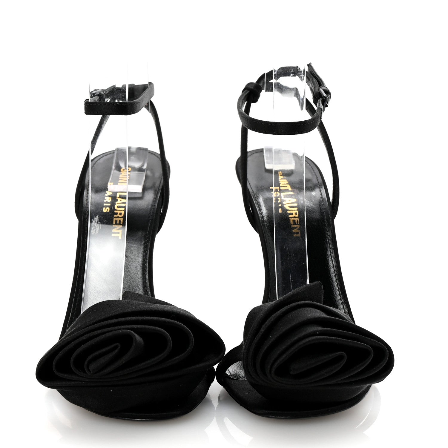 Saint Laurent Satin Ivy 100 Ankle Strap Sandals 36 Black 3 of 9