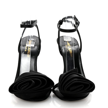 Saint Laurent Satin Ivy 100 Ankle Strap Sandals 36 Black 3 of 9