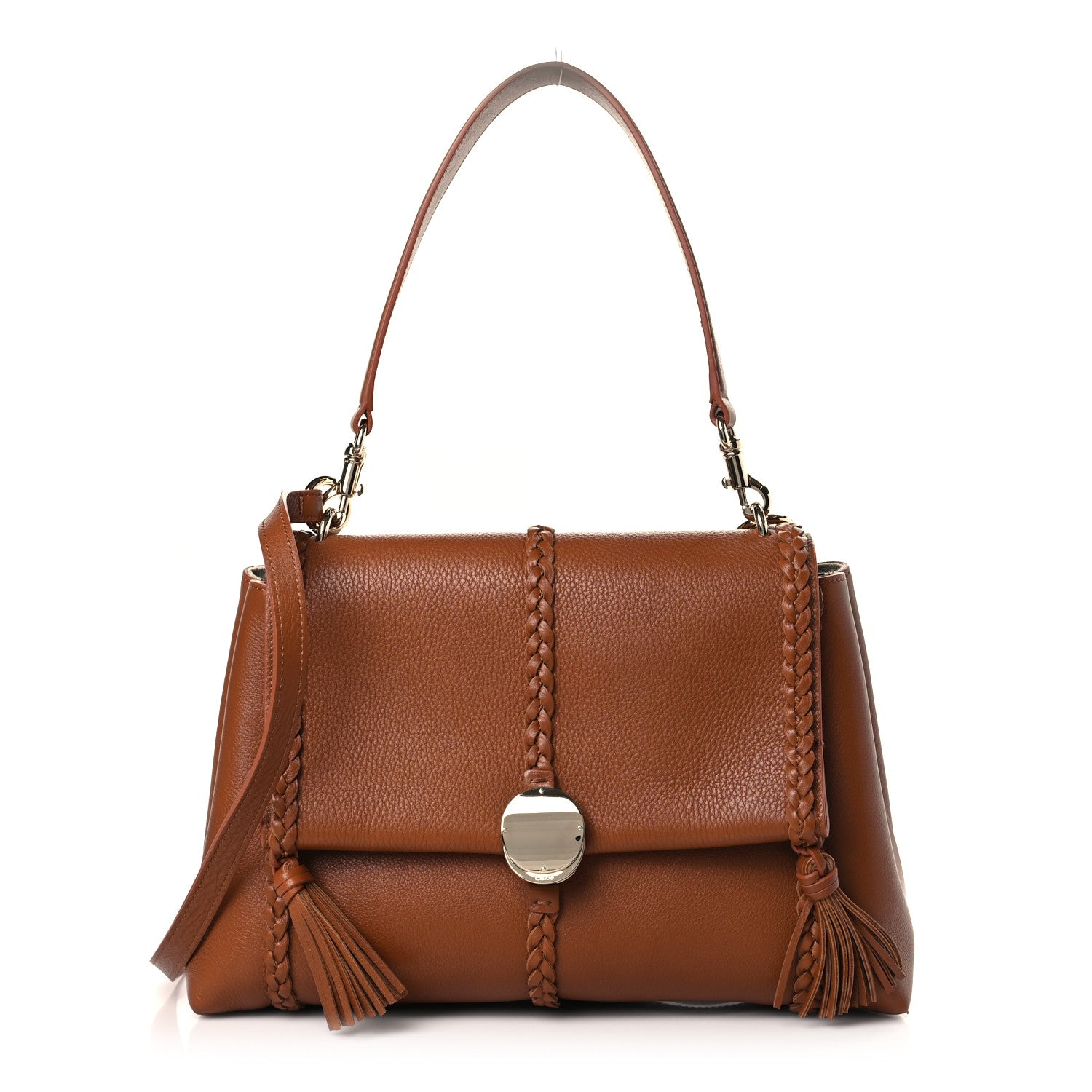 Chloe Grained Calfskin Medium Penelope Shoulder Bag Caramel 1 of 8