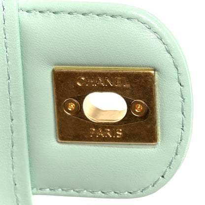 Chanel Tweed Handle Crush Top Handle Flap Bag Light Blue Ecru 7 of 12