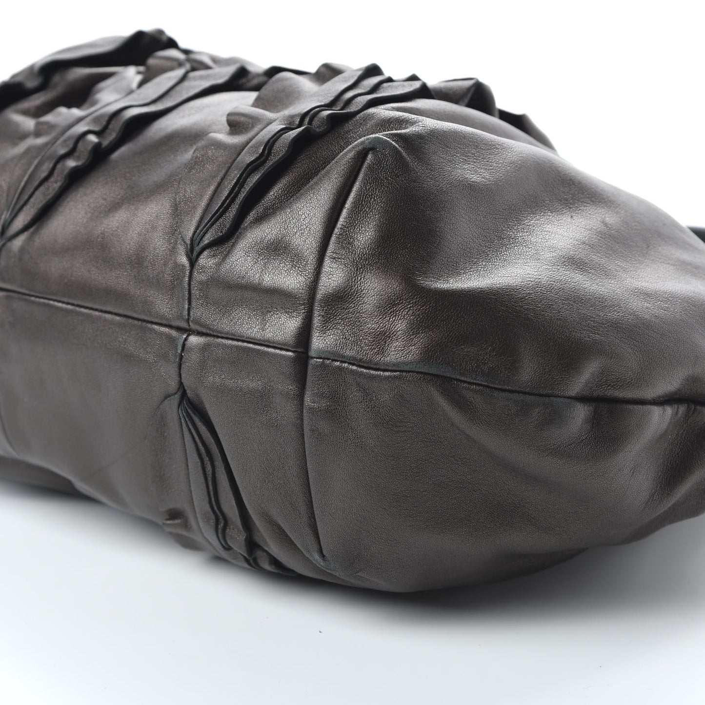 Metallic Nappa Ruffle Hobo Black