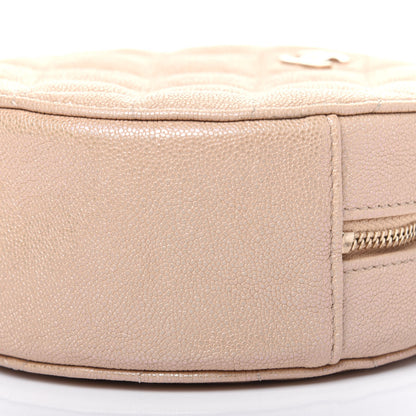 Chanel Iridescent Caviar Quilted Round Clutch With Chain Beige 9 of 10