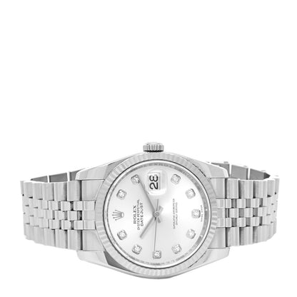 Rolex Stainless Steel 18K White Gold Diamond 36mm Oyster Perpetual Datejust Watch Silver 116234 2 of 4
