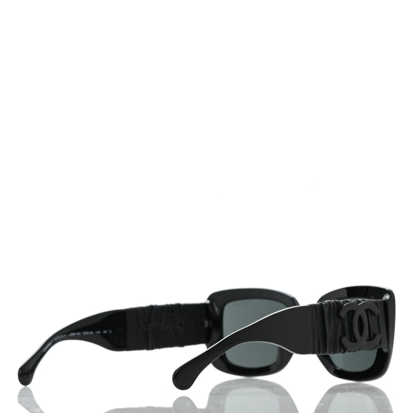 Acetate Calfskin Polarized Square Sunglasses 5473-Q-A Black