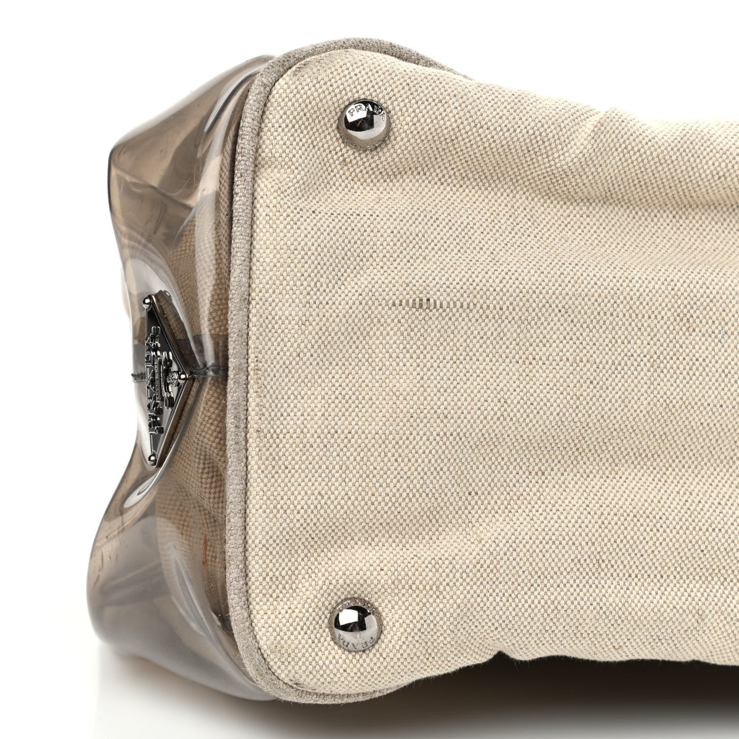 Prada Canvas Plexiglass Crystal Cluster Tote Fume 5 of 17