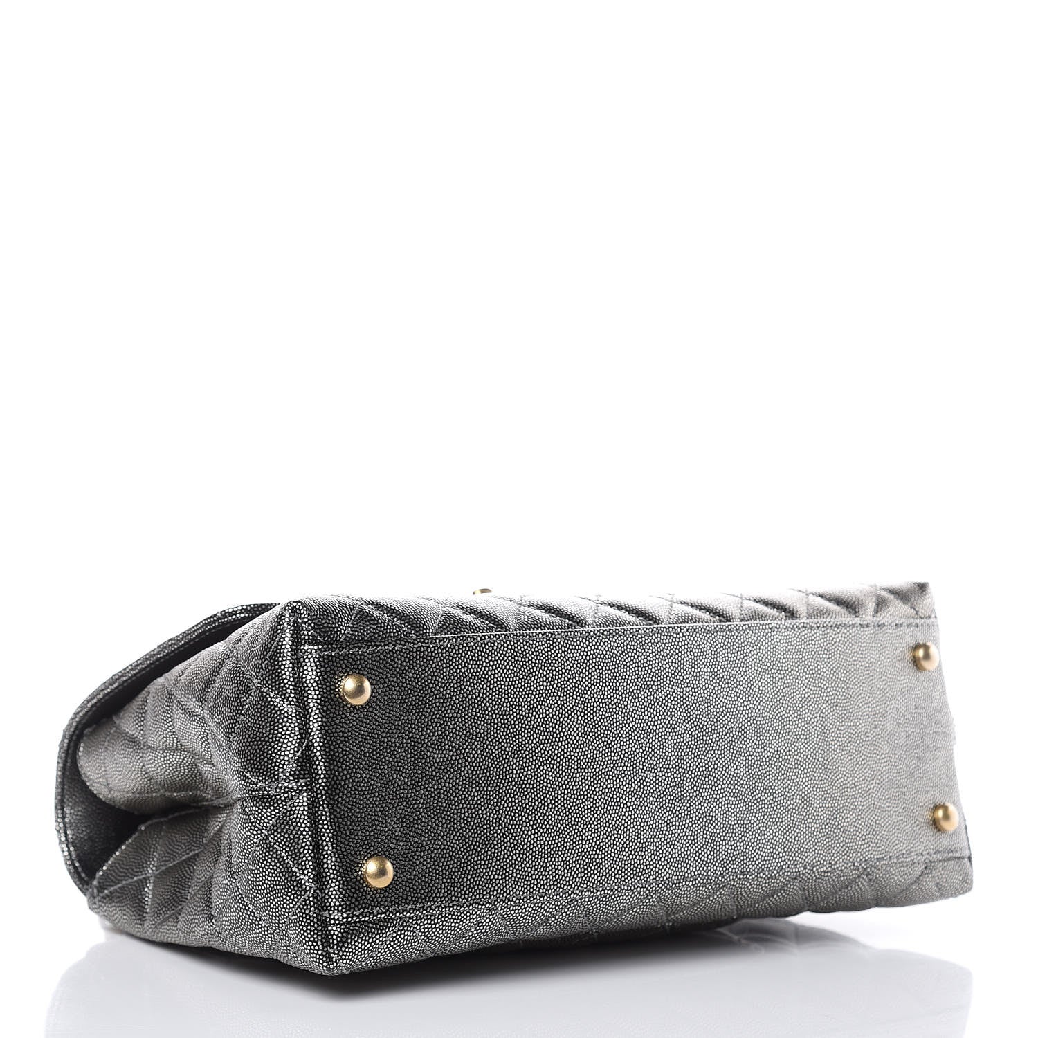 Chanel Metallic Caviar Quilted Small Coco Handle Flap Silver 4 of 10
