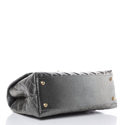 Chanel Metallic Caviar Quilted Small Coco Handle Flap Silver 4 of 10