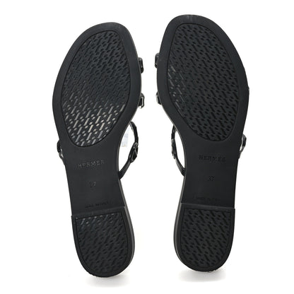 Hermes Rubber Chaine d'Ancre Rivage Sandals 37 Black 5 of 8