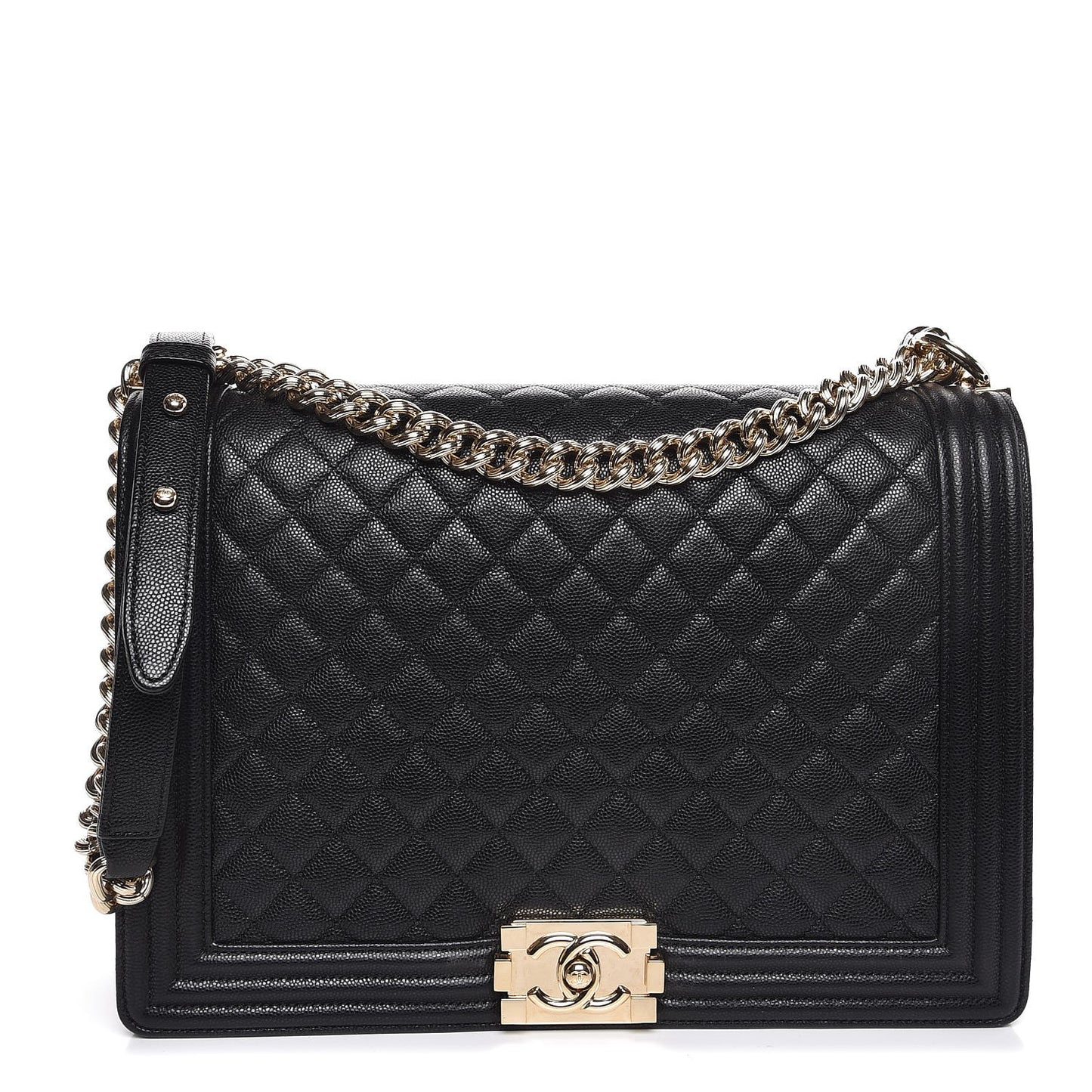 Caviar Quilted Large Boy Flap Black