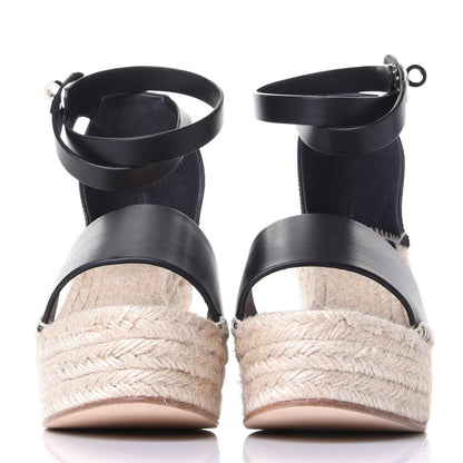 Hermes Calfskin Tipoli Espadrille Wedges 39 Black 2 of 10
