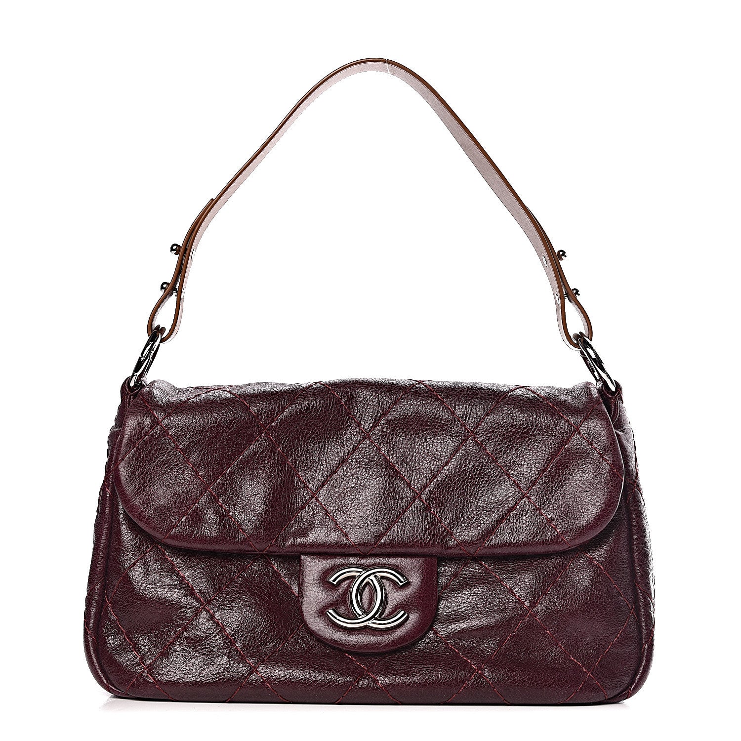 Chanel Glazed Calfskin Stitched On The Road Flap Plum 1 of 10