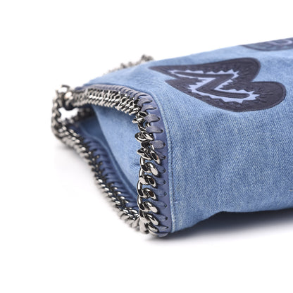 Stella McCartney Eco Denim Embroidered Zigarette Falabella Fold Over Tote Blue 7 of 9