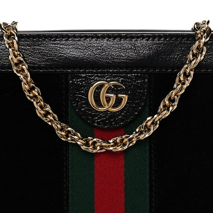 Gucci Suede Patent GG Web Small Ophidia Chain Shoulder Bag Black 8 of 14