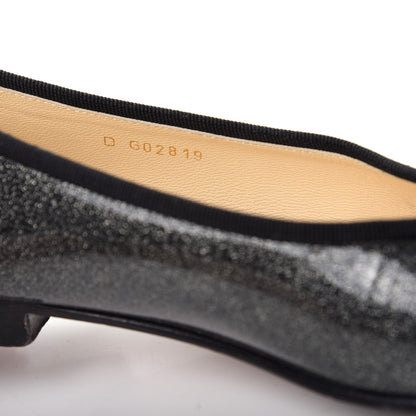 Chanel Glitter Patent CC Cap Toe Ballerina Flats 36.5 Silver Black 10 of 10