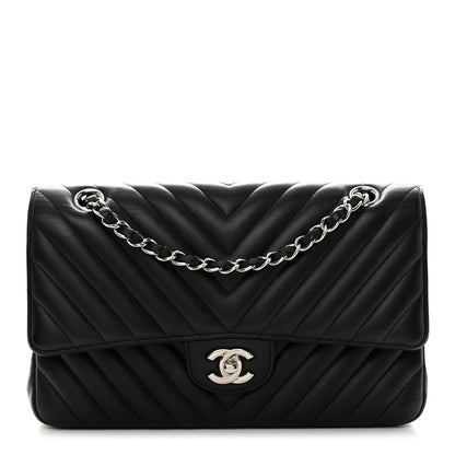 Chanel Lambskin Chevron Quilted Medium Double Flap Black 1 of 10