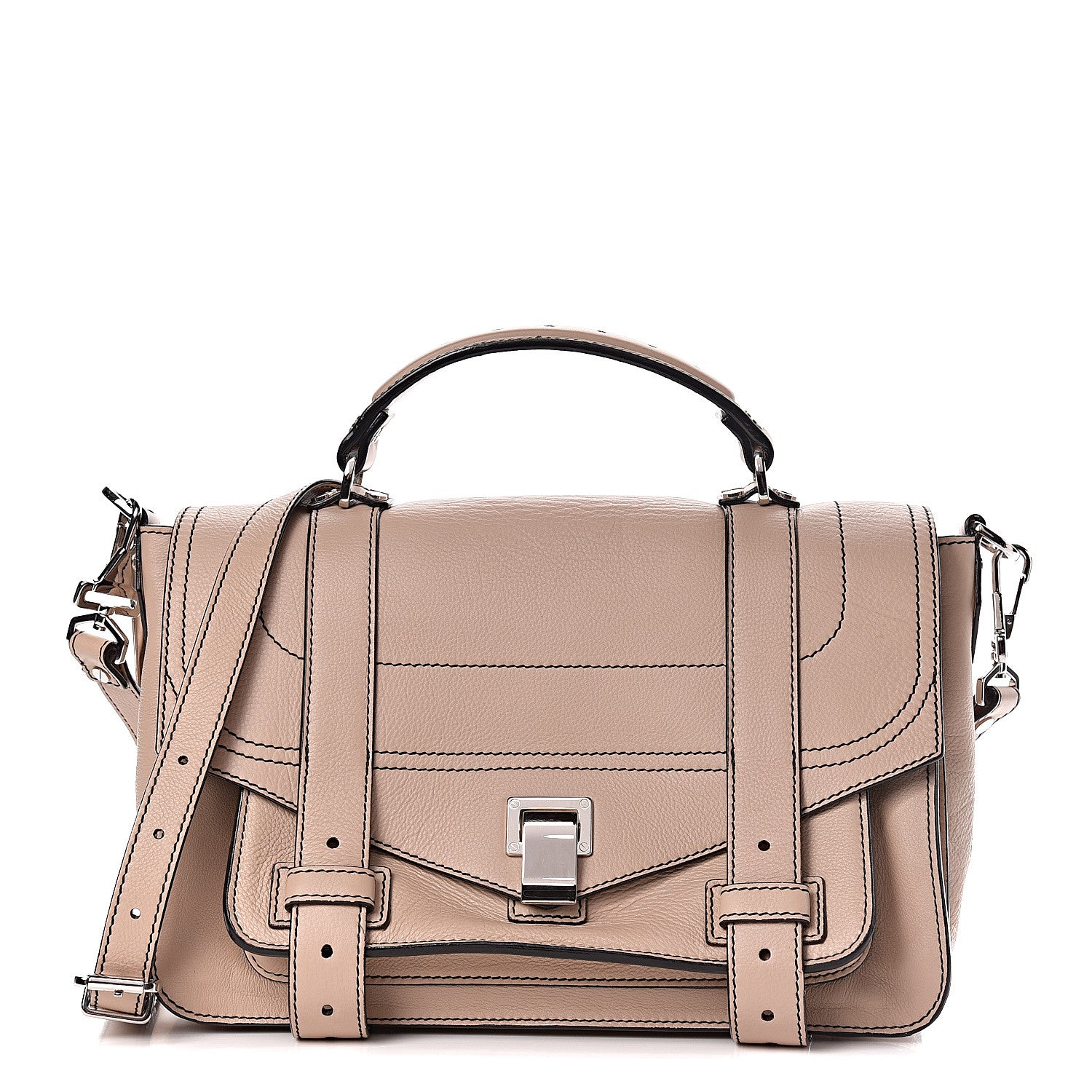 Proenza Schouler Grained Calfskin Medium Contrast Stitch PS1 Satchel Sand 1 of 11