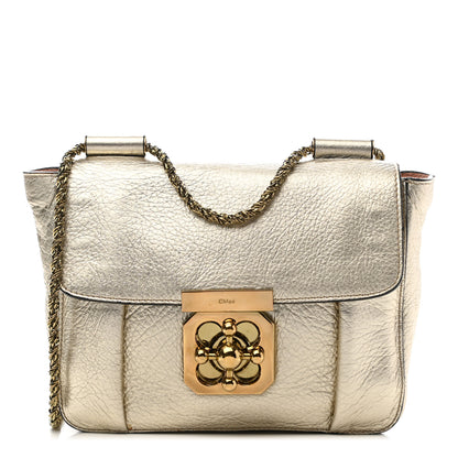 Chloe Metallic Grained Calfskin Small Elsie Shoulder Bag Light Gold 1 of 13