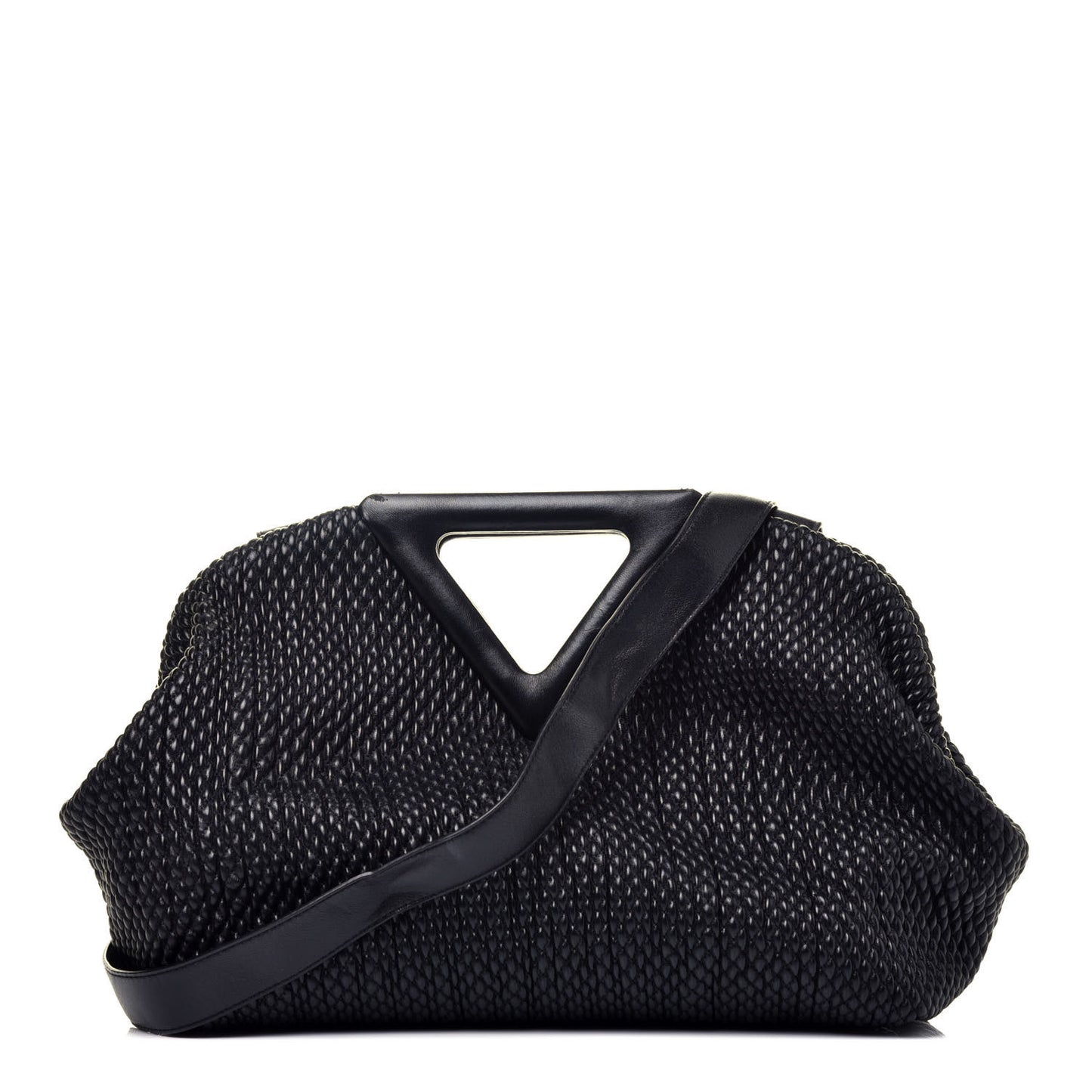 Calfskin Knit Large The Point Triangle Bag Black
