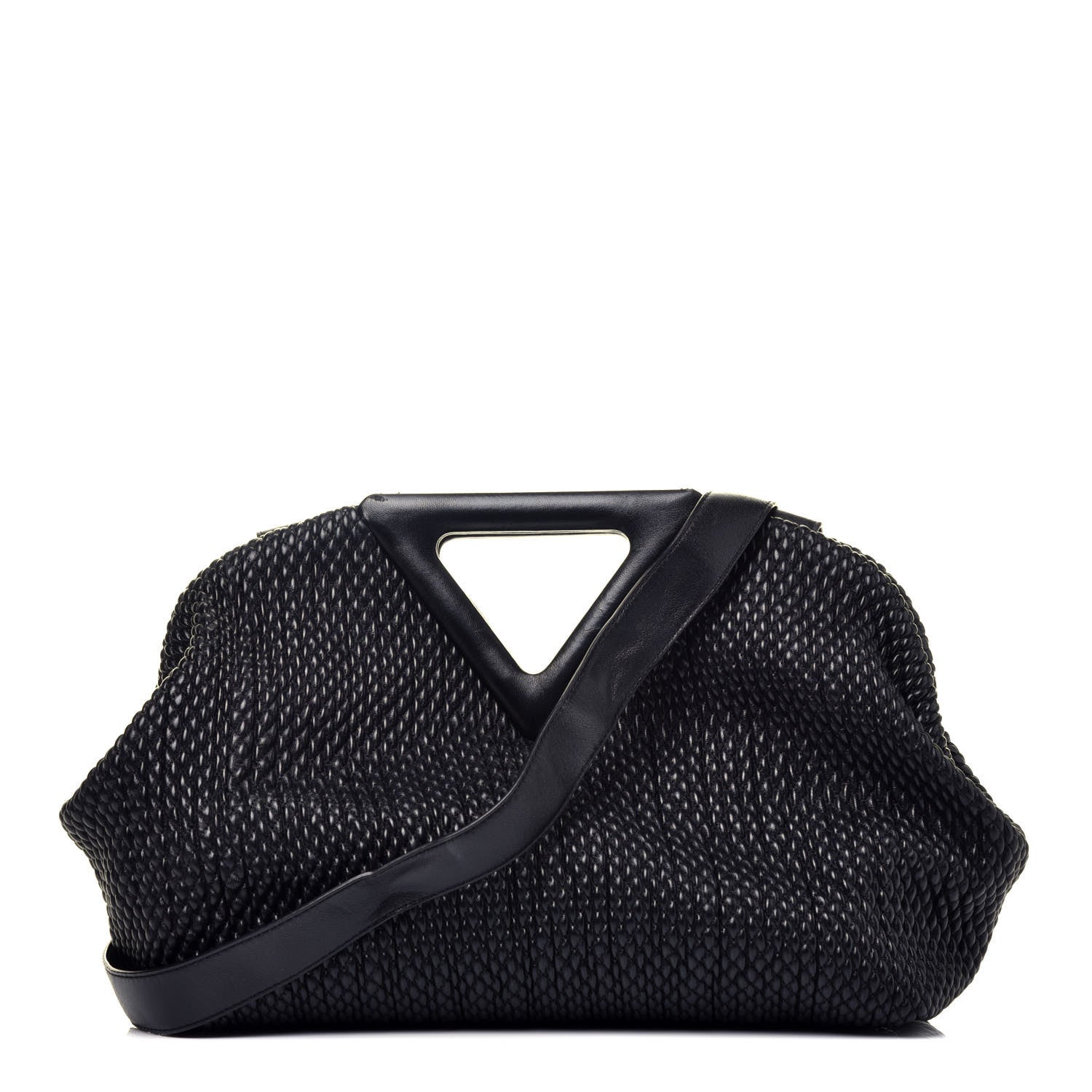 Bottega Veneta Calfskin Knit Large The Point Triangle Bag Black 1 of 8