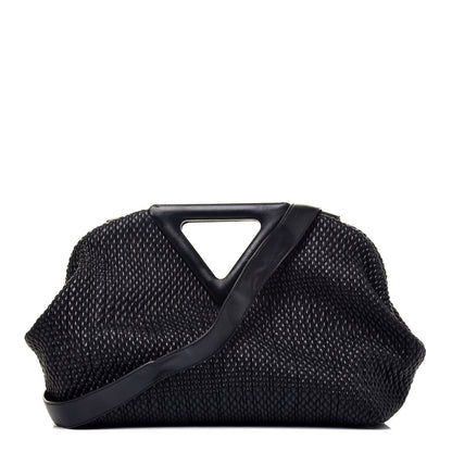 Bottega Veneta Calfskin Knit Large The Point Triangle Bag Black 1 of 8