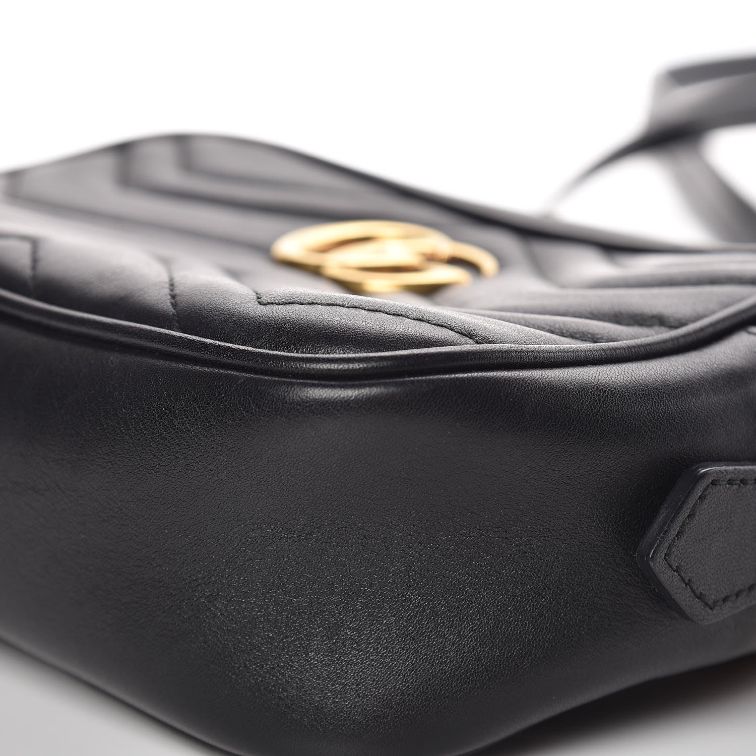 Gucci Calfskin Matelasse Mini GG Marmont Chain Shoulder Bag Black 6 of 15