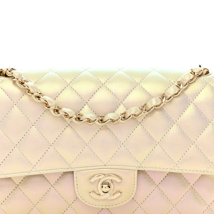 Chanel Iridescent Lambskin Quilted Medium Double Flap Ivory 5 of 10