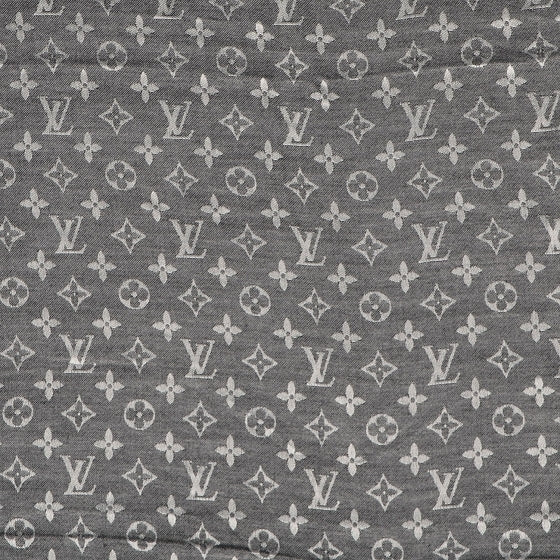 Louis Vuitton Silk Wool Monogram Denim Shawl Black 1 of 5
