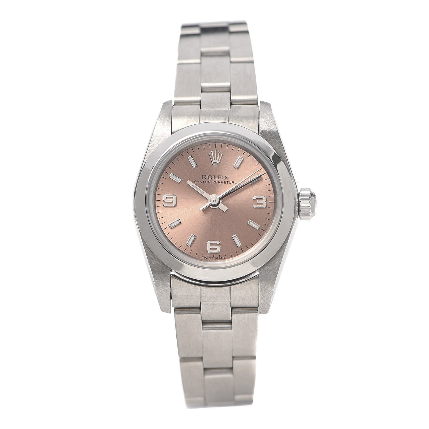 Stainless Steel 24mm Oyster Perpetual Watch Pink 76080