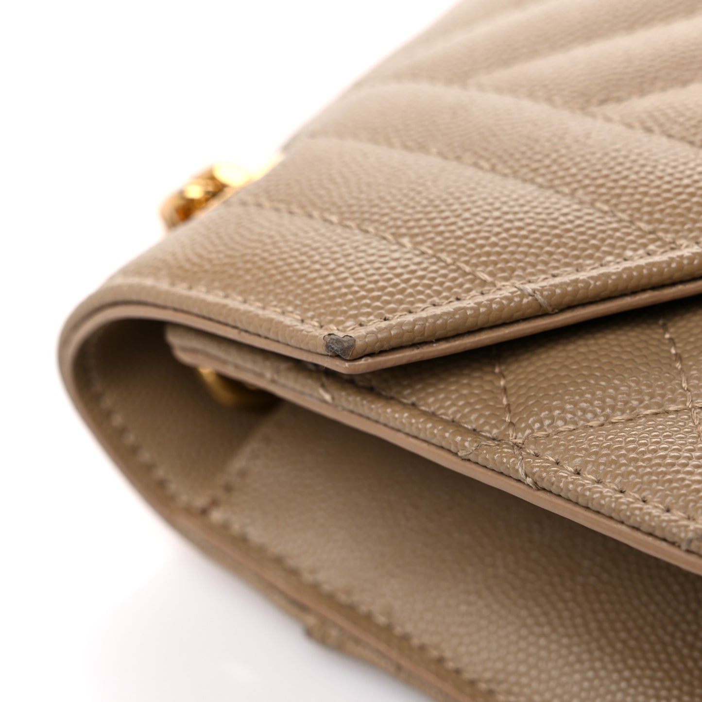 Grain De Poudre Textured Mixed Matelasse Medium Triquilt Monogram Satchel Natural Tan