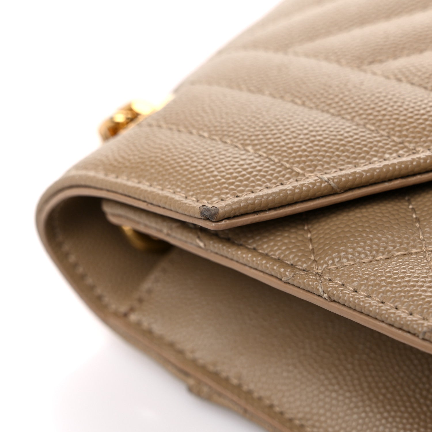 Saint Laurent Grain De Poudre Textured Mixed Matelasse Medium Triquilt Monogram Satchel Natural Tan 15 of 18