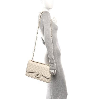 Chanel Caviar Quilted Jumbo Double Flap White 2 of 11