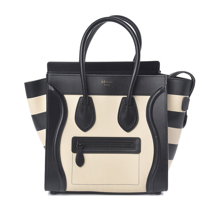 Celine Smooth Calfskin Bi-Color Striped Micro Luggage Black 1 of 10