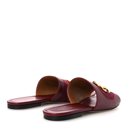 Gucci Calfskin Monogram Horsebit Womens Slide Sandals 38.5 Rosso Ancora 5 of 10
