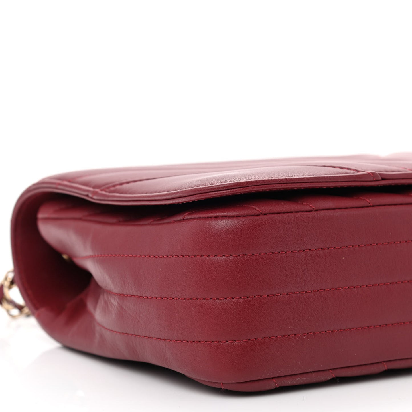 Calfskin Chevron Quilted Large Statement Flap Red