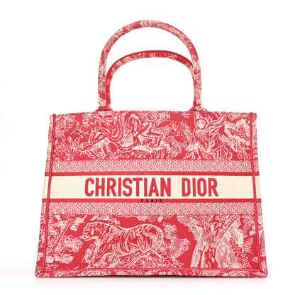 Christian Dior Canvas Embroidered Medium Dioriviera Toile De Jouy Book Tote Raspberry 1 of 6