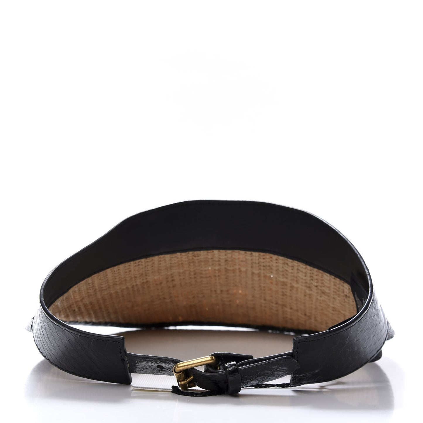 Raffia Elaphe GG Embroidered Visor M Ivory Black
