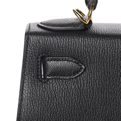 Hermes Chevre Mysore Horseshoe Kelly Sellier 28 Black Deep Red 11 of 36