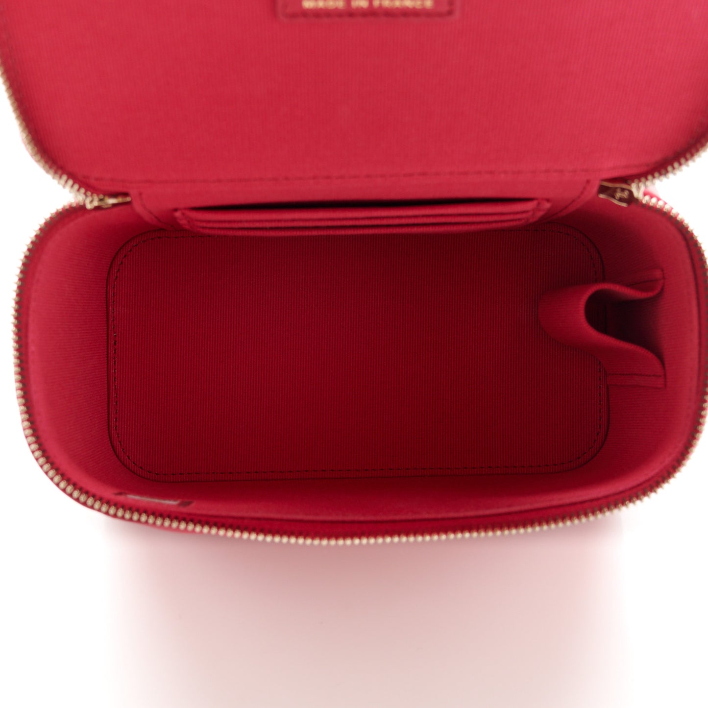 Lambskin Quilted Small Top Handle Vanity Case With Chain Dark Pink