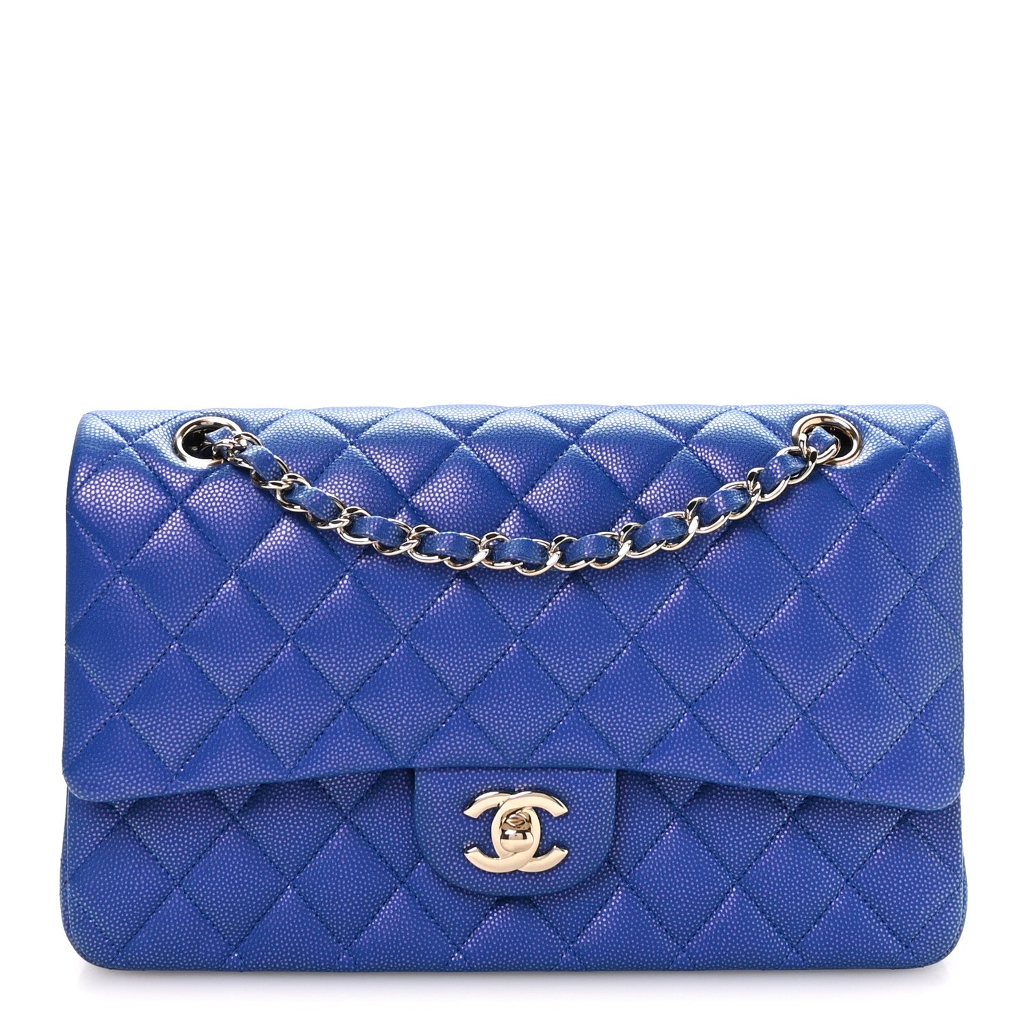 Chanel Iridescent Caviar Quilted Medium Double Flap Blue 1 of 10