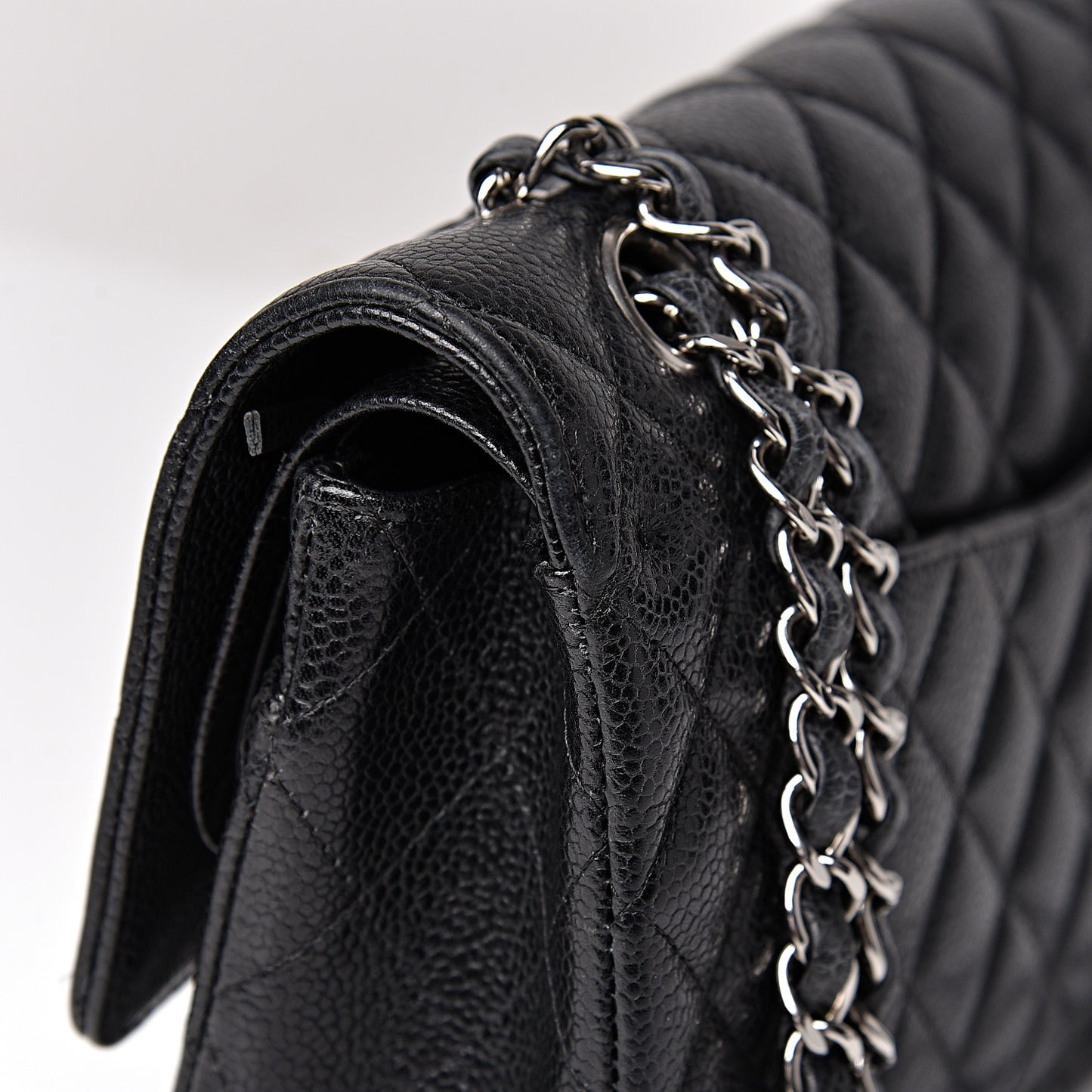 Caviar Quilted Medium Double Flap Black