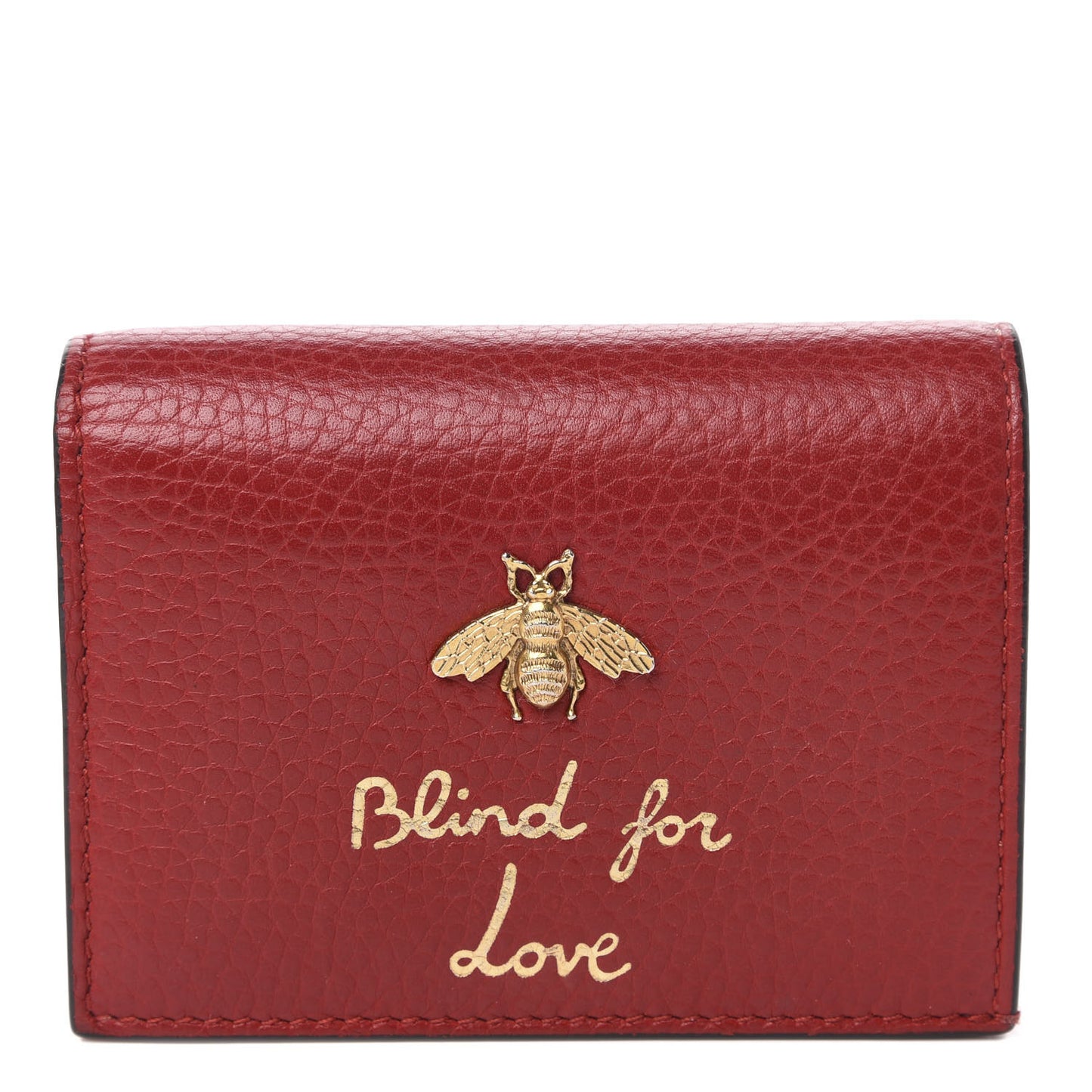 Pebbled Calfskin Animalier Card Case Red