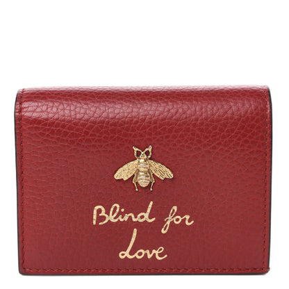 Gucci Pebbled Calfskin Animalier Card Case Red 1 of 9