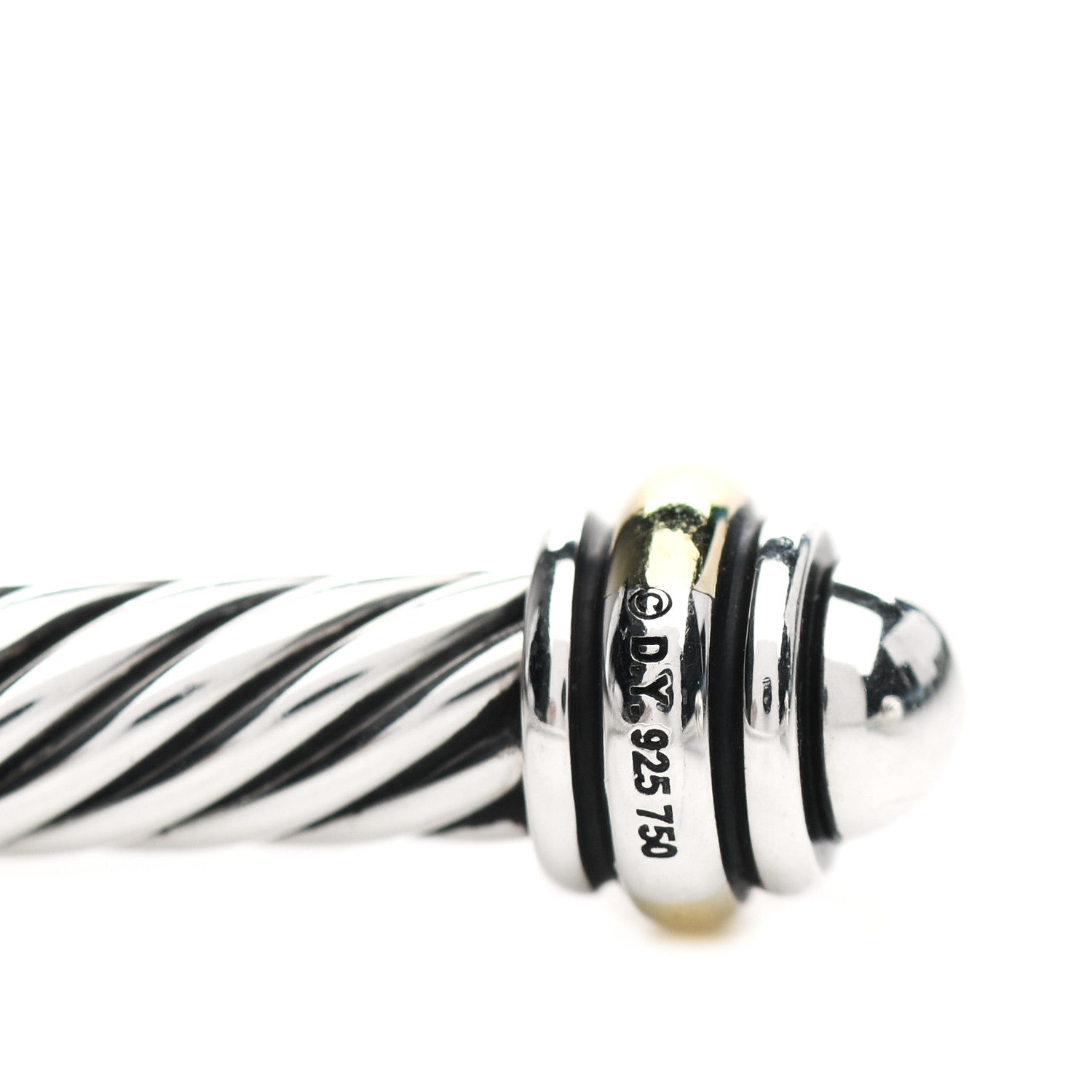 David Yurman Sterling Silver 18K Yellow Gold 4mm Cable Classics Bracelet 4 of 5