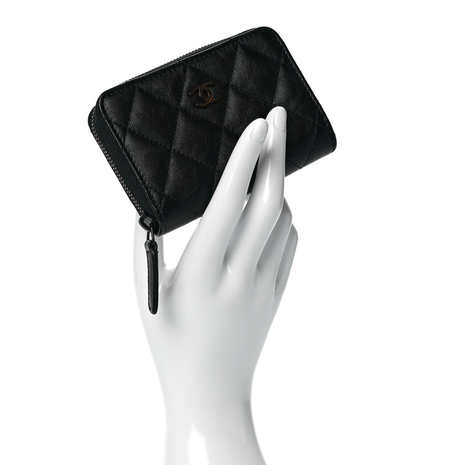 Chanel Calfskin Quilted Zip Coin Purse So Black 2 of 7