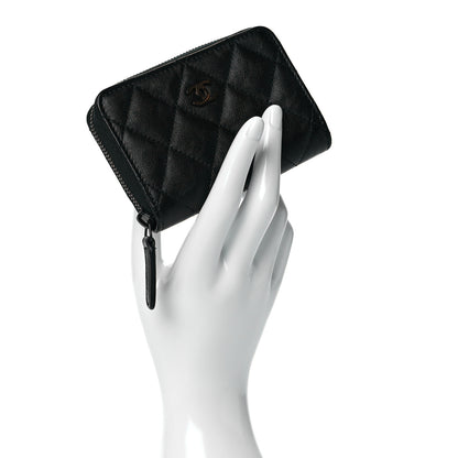 Chanel Calfskin Quilted Zip Coin Purse So Black 2 of 7